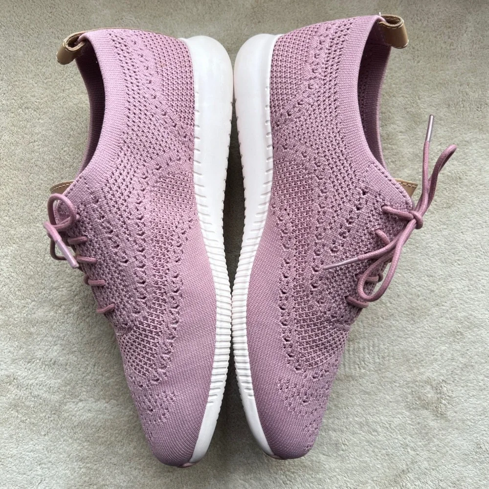 Cole Haan Rose Pink‎ Knit Lace Up Sneakers Women 9.5 B Athleisure Comfort Preppy